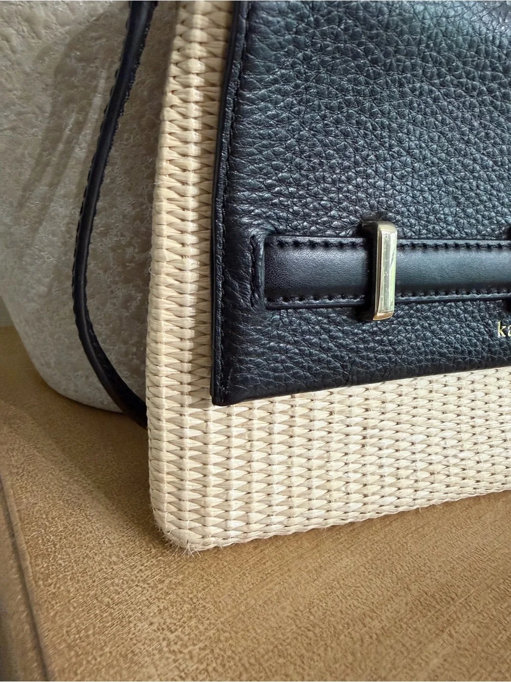 Kate Spade New York Straw & Leather Crossbody Bag